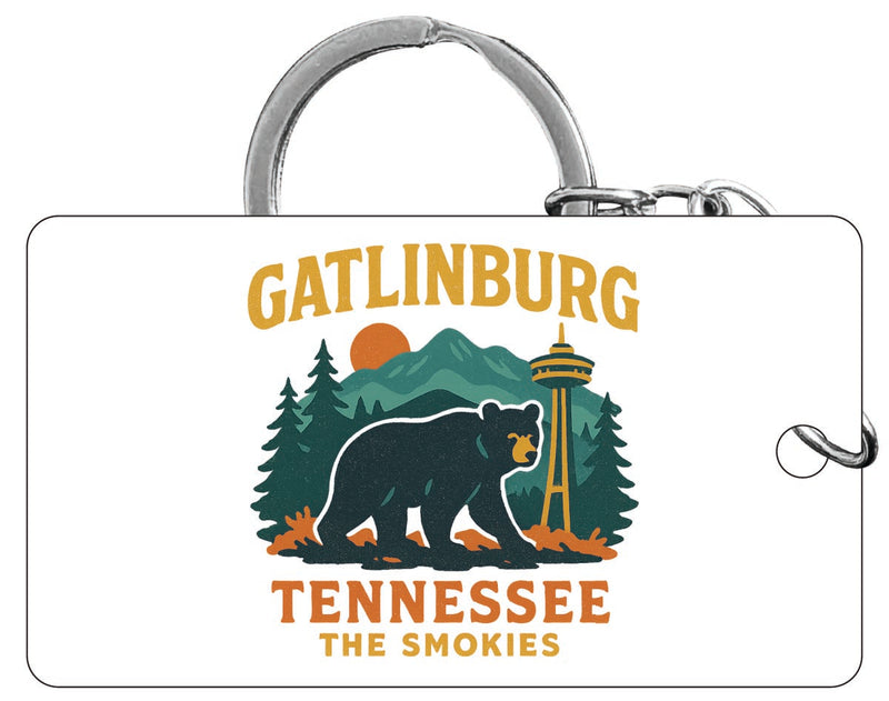 Gatlinburg Tennessee Vintage Design Souvenir Acrylic Keychain (1.5" x 2.75")
