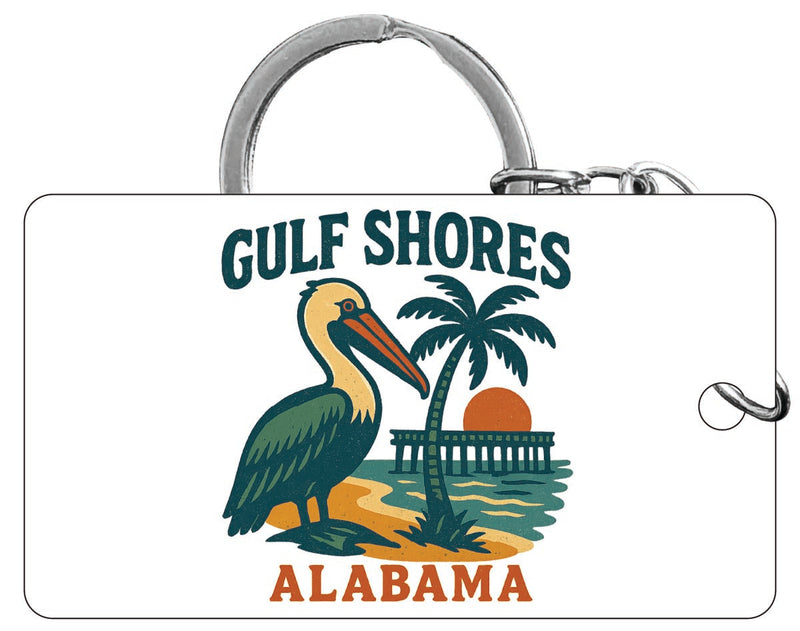 Gulf Shores Alabama Vintage Design Souvenir Acrylic Keychain (1.5" x 2.75")
