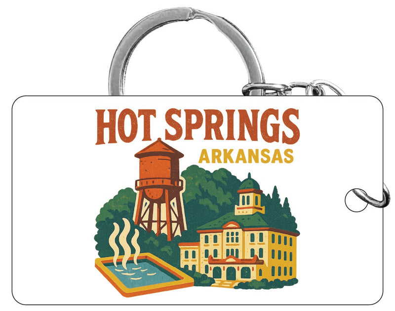 Hot Springs Arkansas Vintage Design Souvenir Acrylic Keychain (1.5" x 2.75")