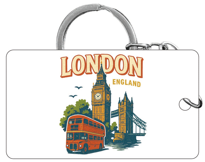 London England Vintage Design Souvenir Acrylic Keychain (1.5" x 2.75")