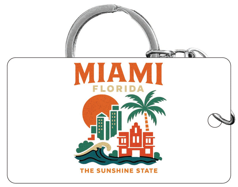 Miami Florida Vintage Design Souvenir Acrylic Keychain (1.5" x 2.75")