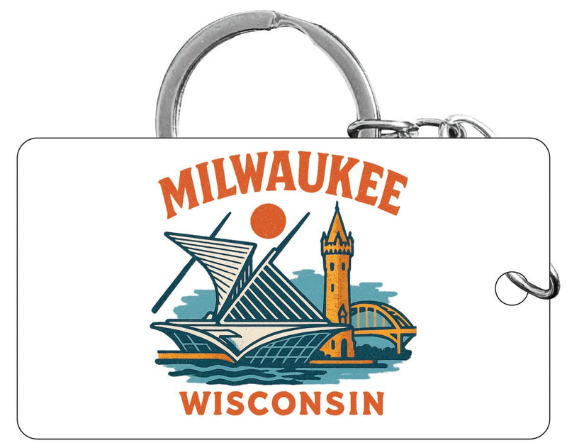 Milwaukee Wisconsin Vintage Design Souvenir Acrylic Keychain (1.5" x 2.75")