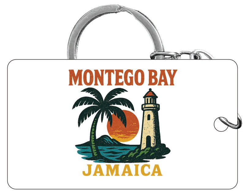 Montego Bay Jamaica Vintage Design Souvenir Acrylic Keychain (1.5" x 2.75")
