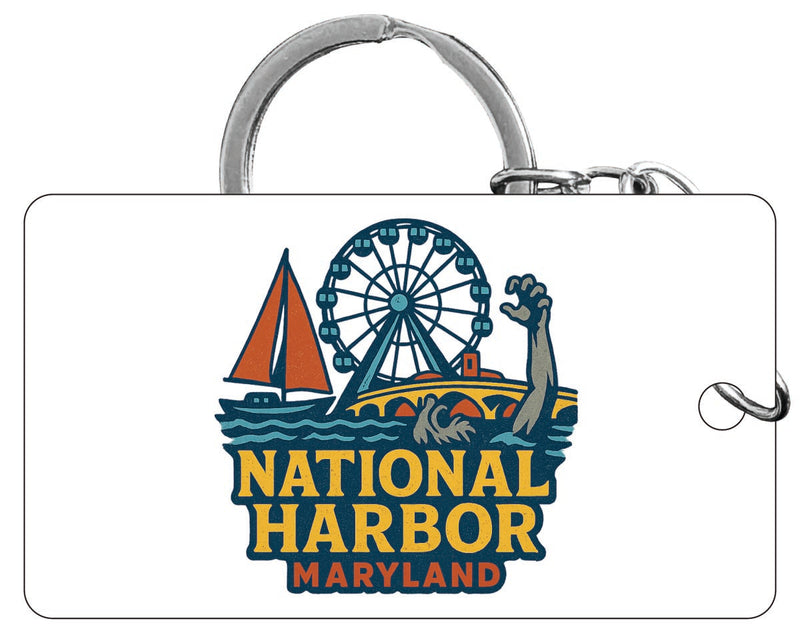 National Harbor Maryland Vintage Design Souvenir Acrylic Keychain (1.5" x 2.75")