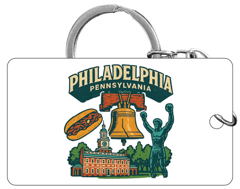 Philadelphia Pennsylvania Vintage Design Souvenir Acrylic Keychain (1.5" x 2.75")