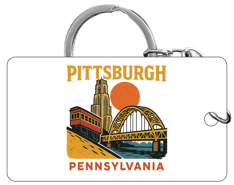 Pittsburgh Pennsylvania Vintage Design Souvenir Acrylic Keychain (1.5" x 2.75")