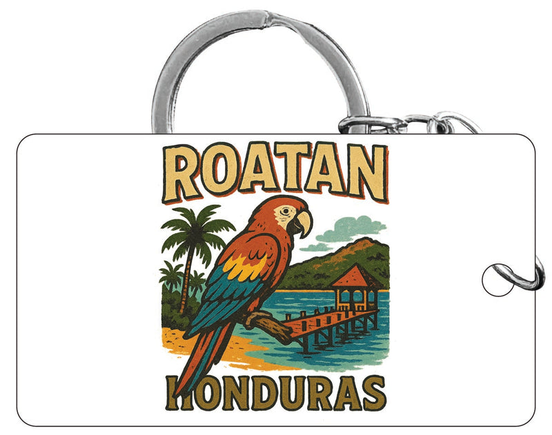 Roatan Honduras Vintage Design Souvenir Acrylic Keychain (1.5" x 2.75")