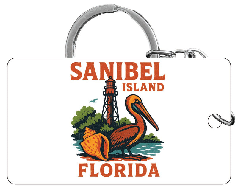 Sanibel Island Florida Vintage Design Souvenir Acrylic Keychain (1.5" x 2.75")