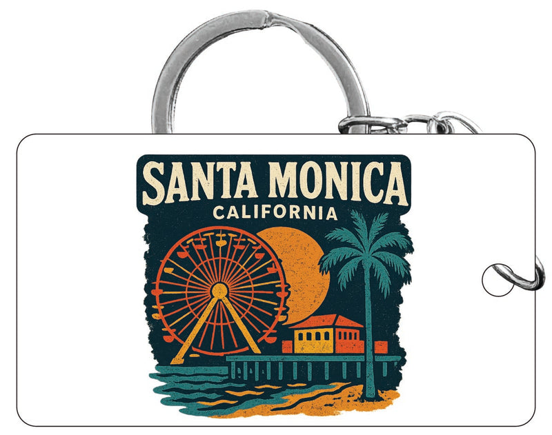 Santa Monica California Vintage Design Souvenir Acrylic Keychain (1.5" x 2.75")