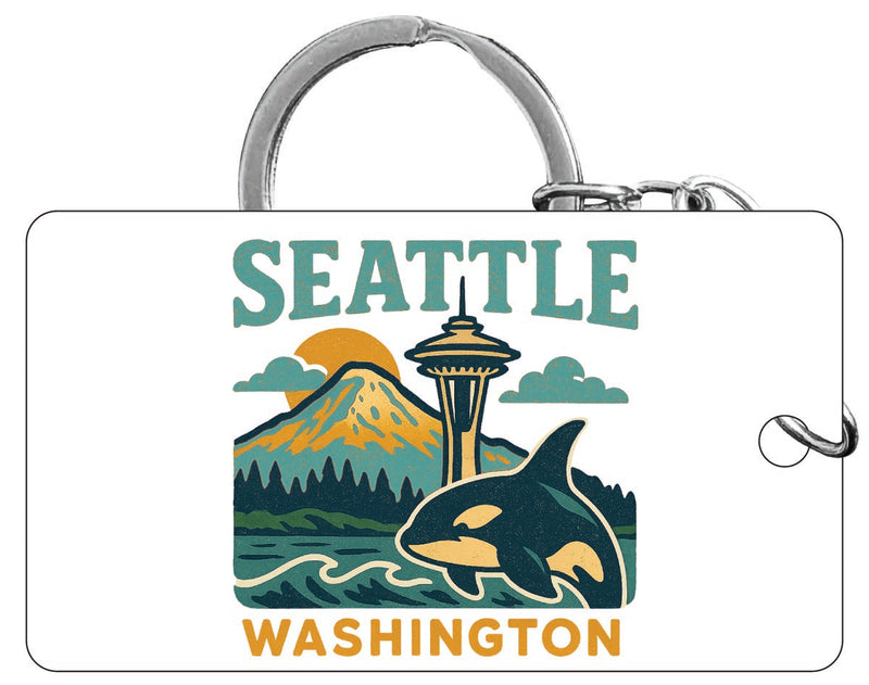 Seattle Washington Vintage Design Souvenir Acrylic Keychain (1.5" x 2.75")