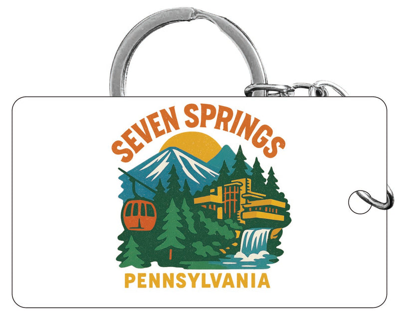 Seven Springs Pennsylvania Vintage Design Souvenir Acrylic Keychain (1.5" x 2.75")