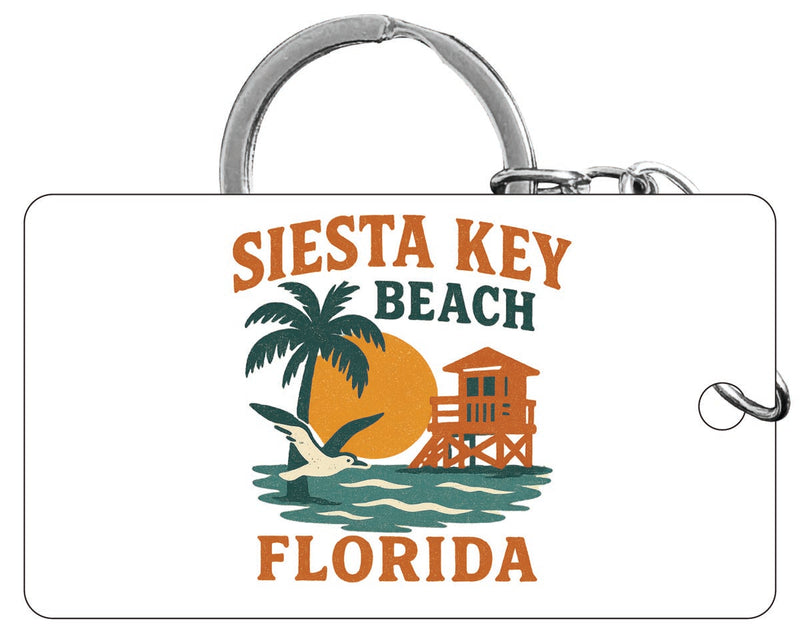 Siesta Key Beach Florida Vintage Design Souvenir Acrylic Keychain (1.5" x 2.75")