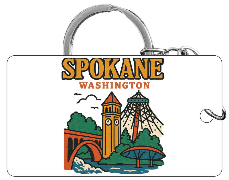 Spokane Washington Vintage Design Souvenir Acrylic Keychain (1.5" x 2.75")