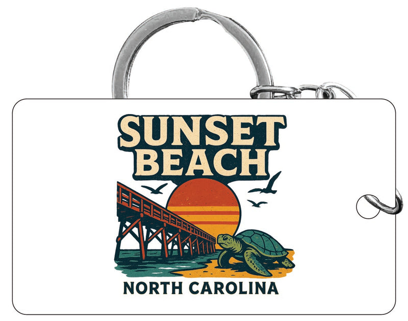 Sunset Beach North Carolina Vintage Design Souvenir Acrylic Keychain (1.5" x 2.75")