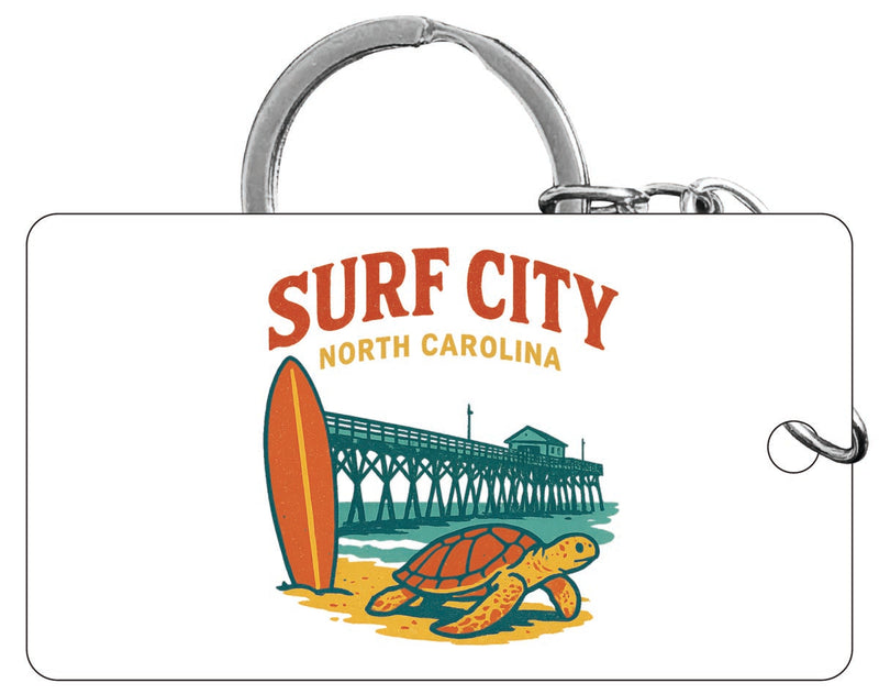 Surf City North Carolina Vintage Design Souvenir Acrylic Keychain (1.5" x 2.75")