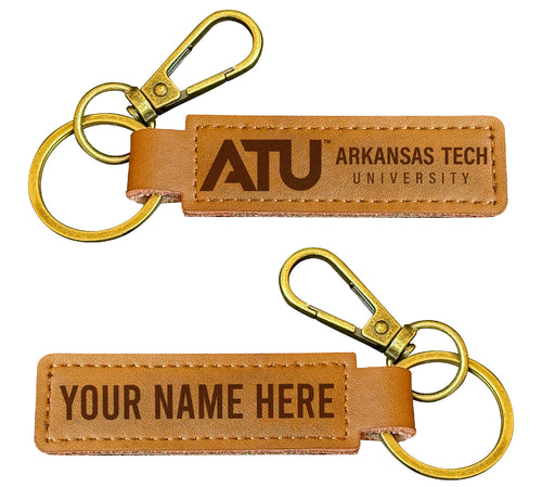 Arkansas Tech University Customizable Leather Keychain 3.25