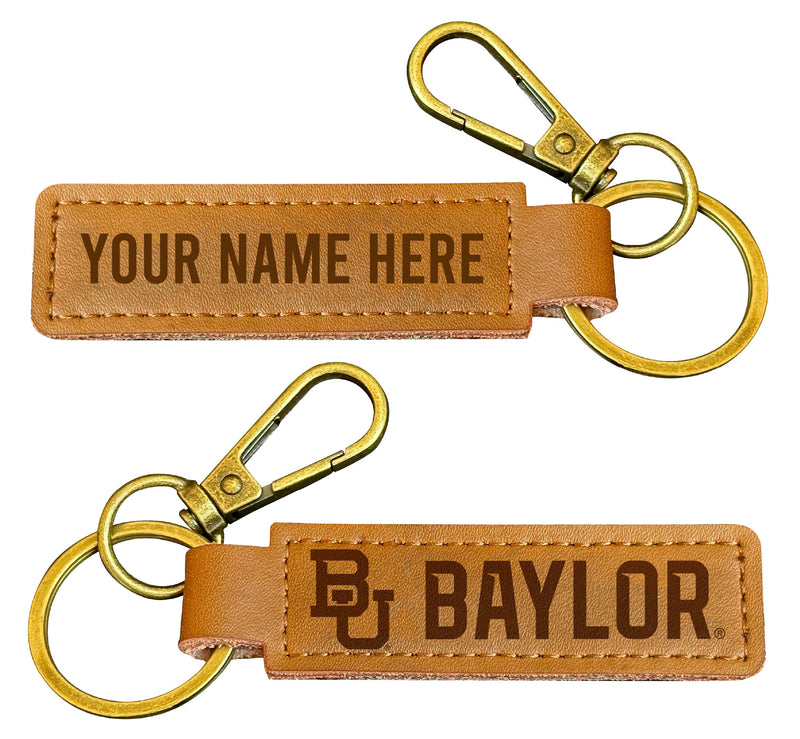 Baylor Bears Customizable Leather Keychain 3.25" Long Officially Licensed