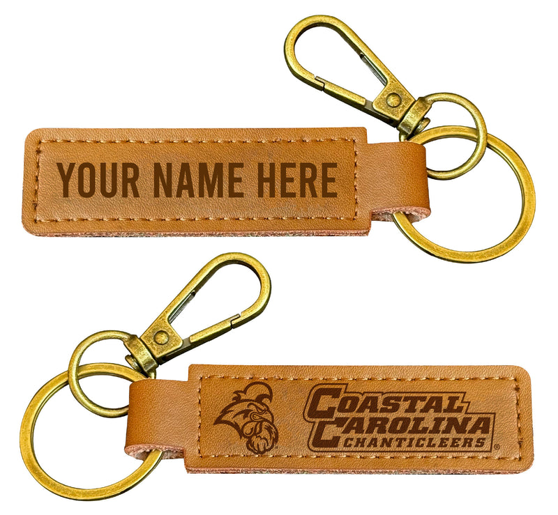 Coastal Carolina University Customizable Leather Keychain 3.25" Long Officially Licensed