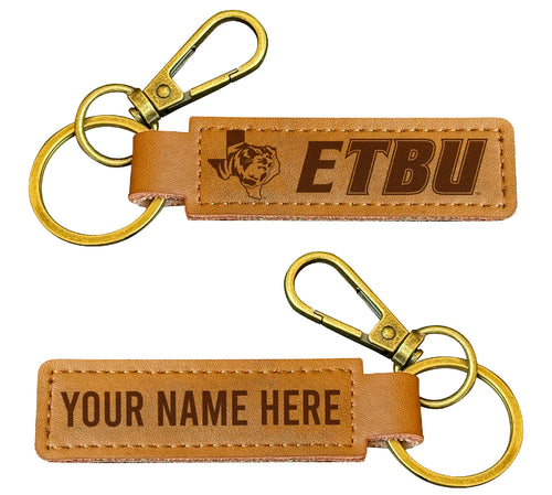East Texas Baptist University Customizable Leather Keychain 3.25