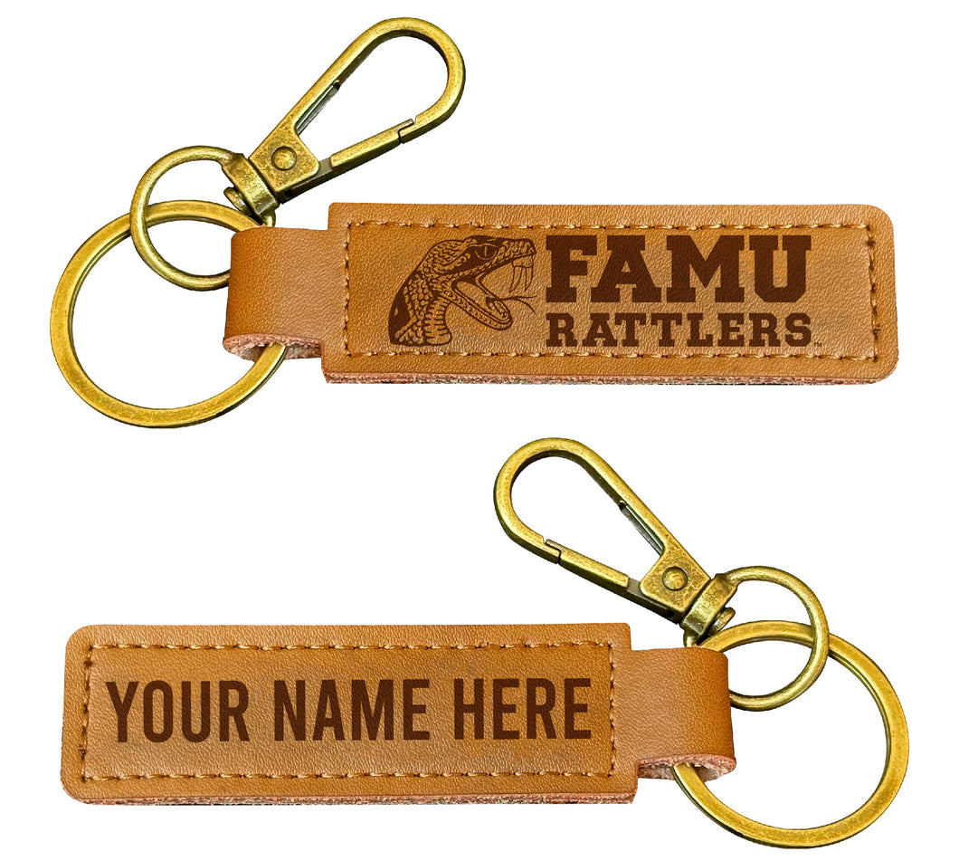 Florida A&M Rattlers Customizable Leather Keychain 3.25