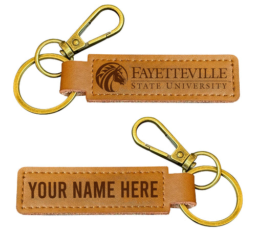 Fayetteville State University Customizable Leather Keychain 3.25