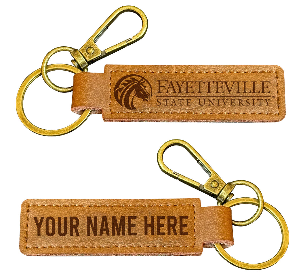 Fayetteville State University Customizable Leather Keychain 3.25