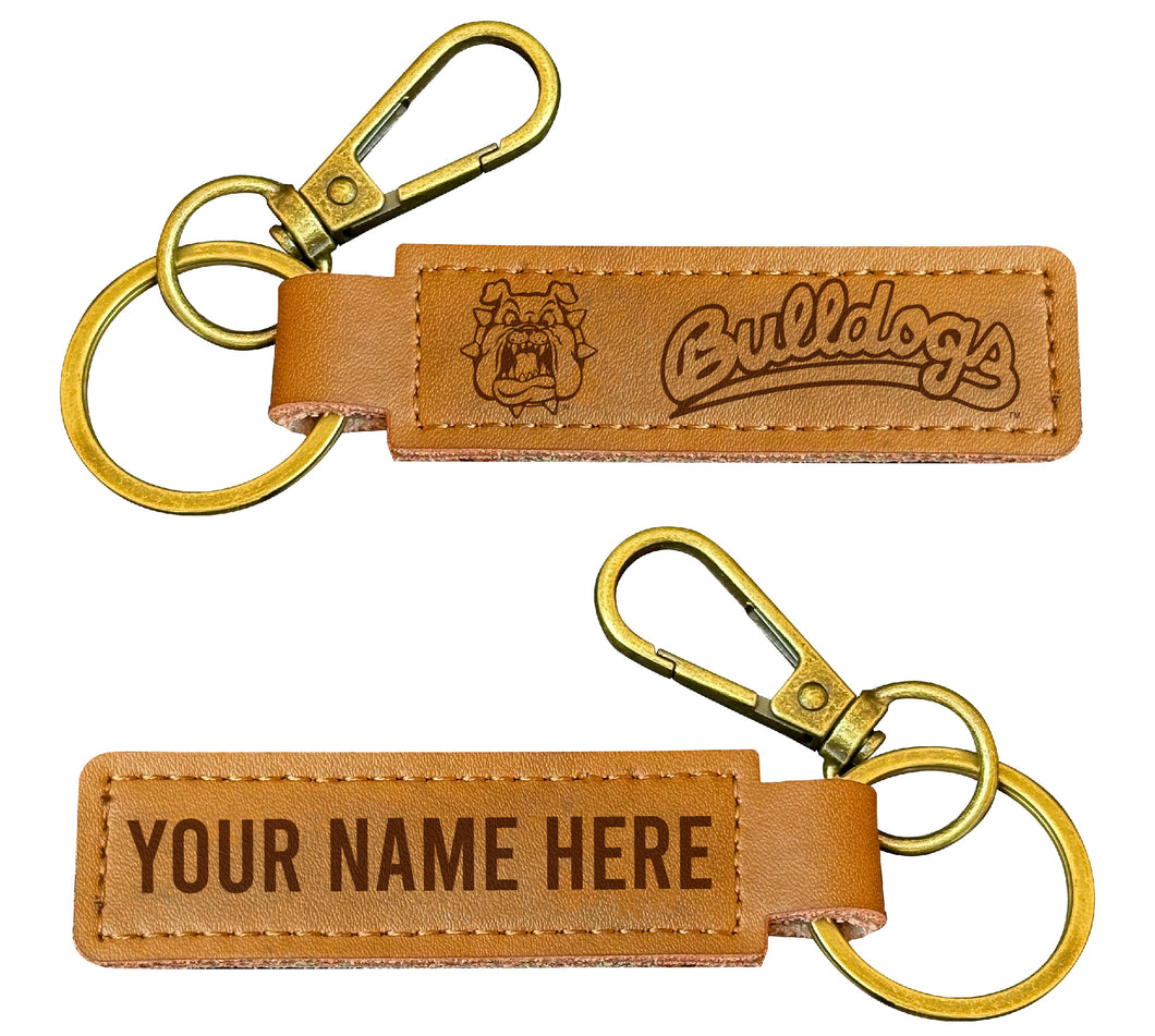 Fresno State Bulldogs Customizable Leather Keychain 3.25