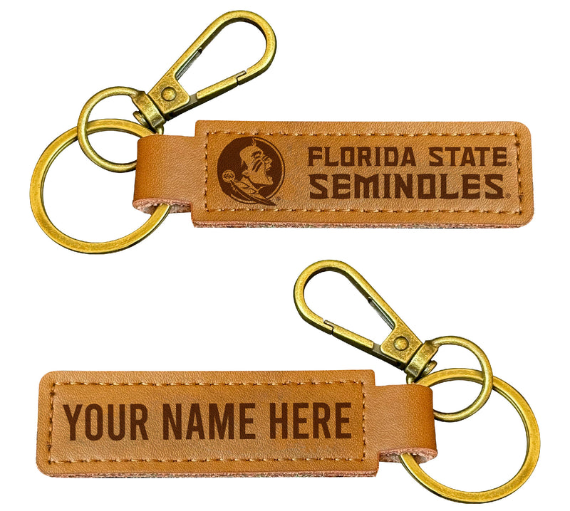 Florida State Seminoles Customizable Leather Keychain 3.25" Long Officially Licensed