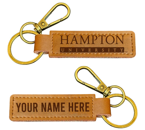 Hampton University Customizable Leather Keychain 3.25