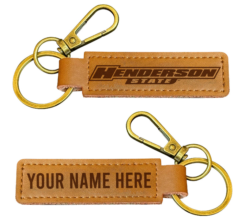 Henderson State Reddies Customizable Leather Keychain 3.25" Long Officially Licensed