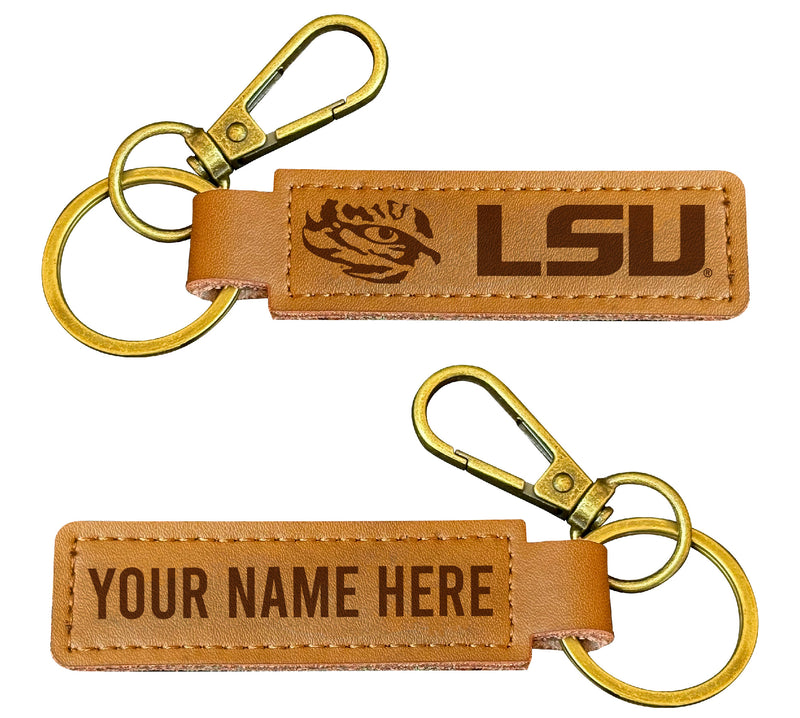 LSU Tigers Customizable Leather Keychain 3.25" Long Officially Licensed