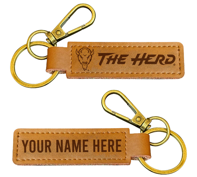 Marshall Thundering Herd Customizable Leather Keychain 3.25" Long Officially Licensed