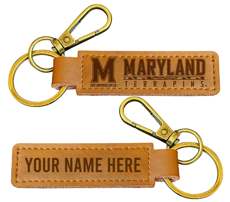 Maryland Terrapins Customizable Leather Keychain 3.25" Long Officially Licensed