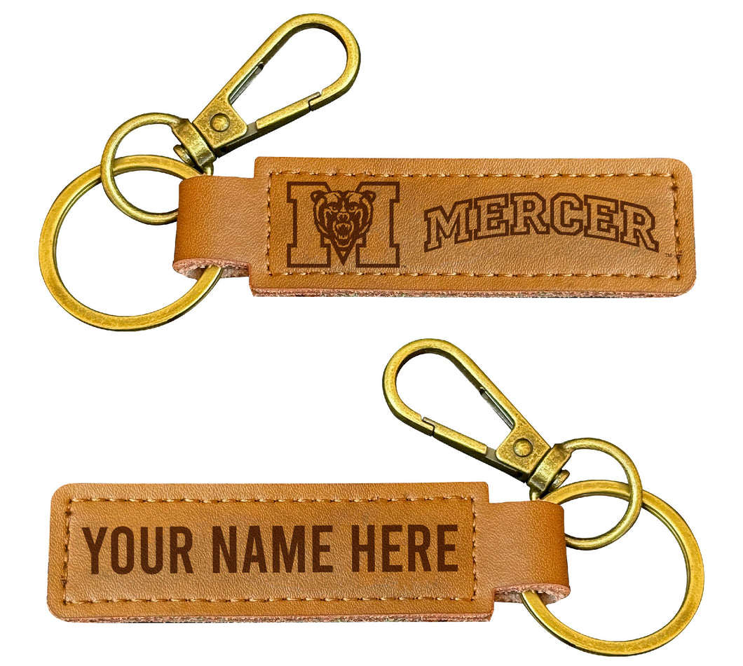 Mercer University Customizable Leather Keychain 3.25