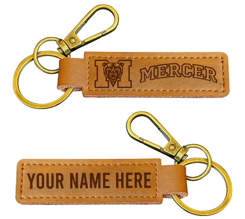 Mercer University Customizable Leather Keychain 3.25" Long Officially Licensed