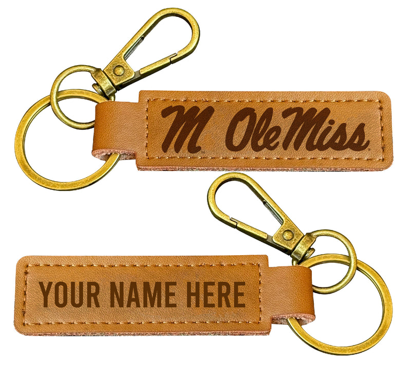 Mississippi Rebels "Ole Miss" Customizable Leather Keychain 3.25" Long Officially Licensed