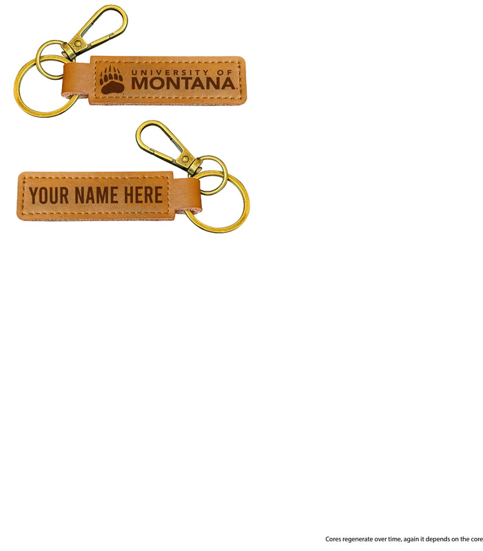 Montana University Customizable Leather Keychain 3.25" Long Officially Licensed