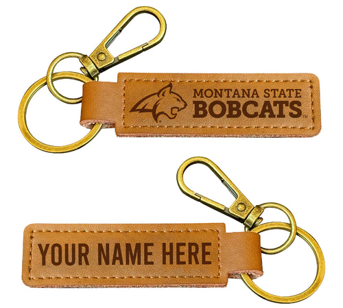 Montana State Bobcats Customizable Leather Keychain 3.25