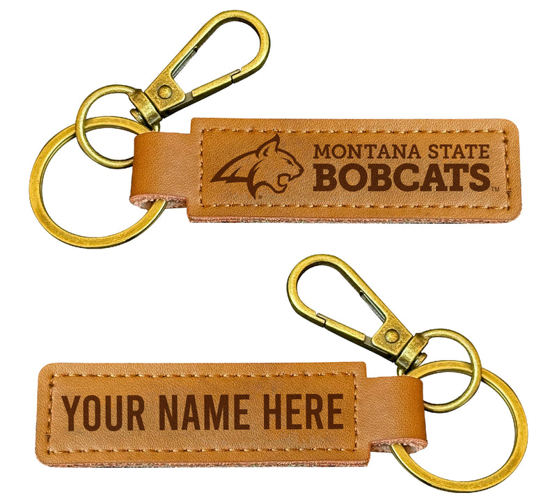 Montana State Bobcats Customizable Leather Keychain 3.25" Long Officially Licensed