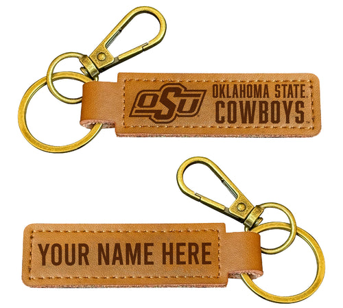Oklahoma State Cowboys Customizable Leather Keychain 3.25