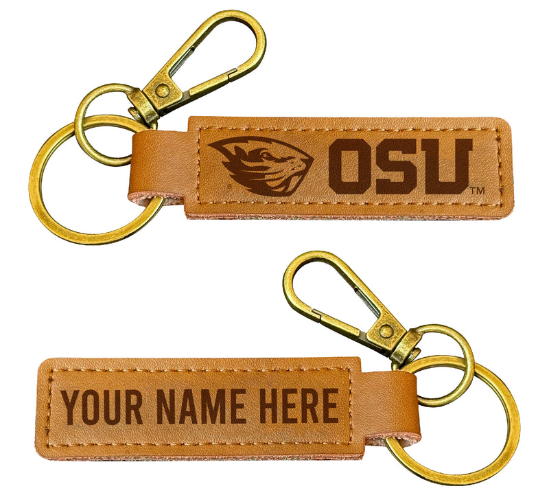 Oregon State Beavers Customizable Leather Keychain 3.25" Long Officially Licensed