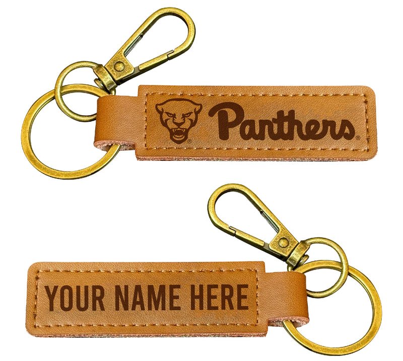 Pittsburgh Panthers Customizable Leather Keychain 3.25" Long Officially Licensed