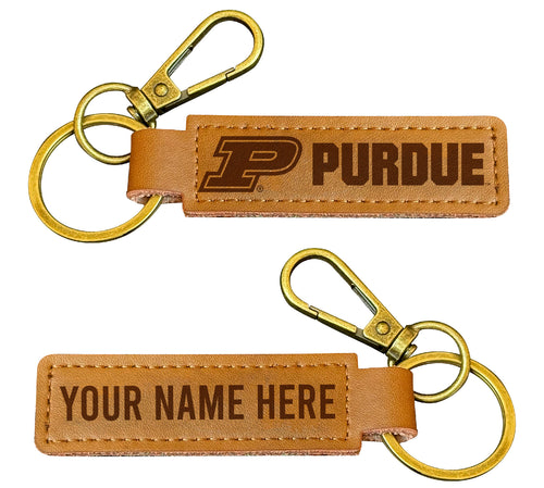Purdue Boilermakers Customizable Leather Keychain 3.25