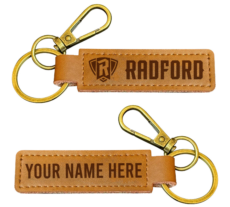 Radford University Highlanders Customizable Leather Keychain 3.25" Long Officially Licensed