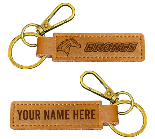 Rider University Broncs Customizable Leather Keychain 3.25