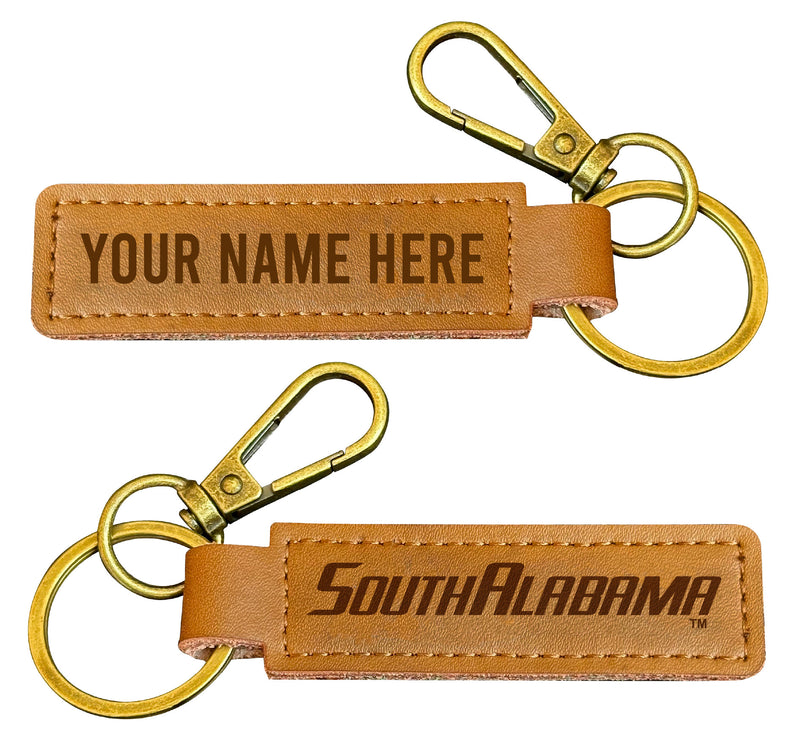 University of South Alabama Customizable Leather Keychain 3.25" Long Officially Licensed