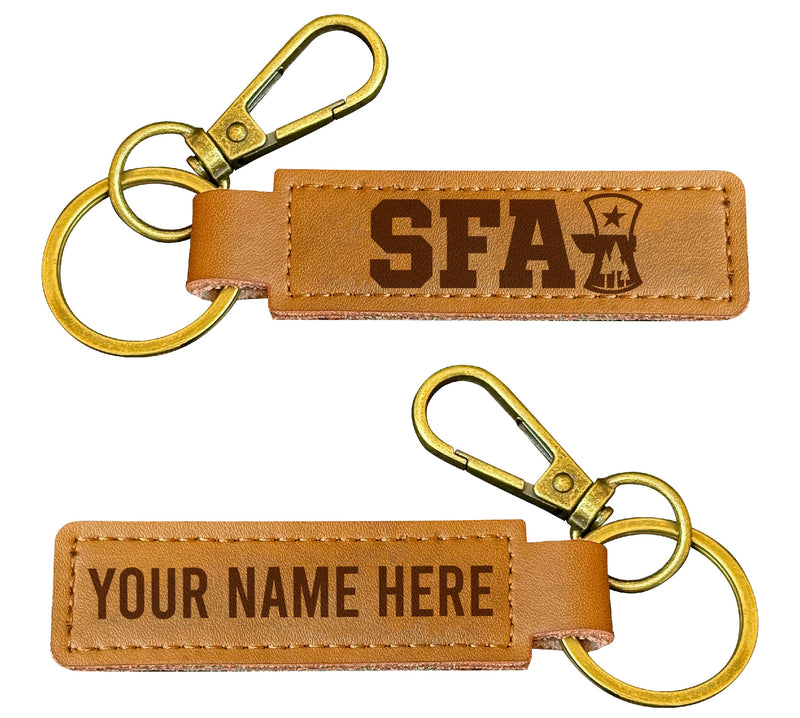 Stephen F. Austin State University Customizable Leather Keychain 3.25" Long Officially Licensed