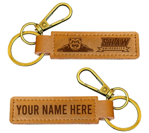 Shaw University Bears Customizable Leather Keychain 3.25