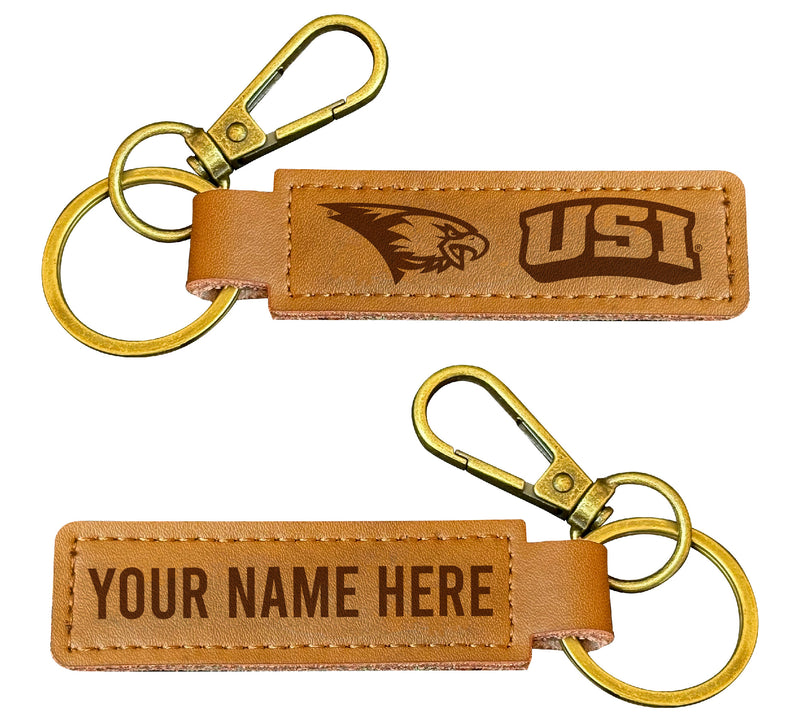 University of Southern Indiana Customizable Leather Keychain 3.25" Long Officially Licensed