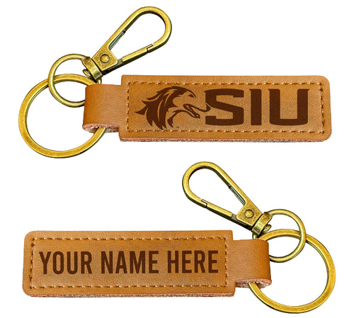 Southern Illinois Salukis Customizable Leather Keychain 3.25